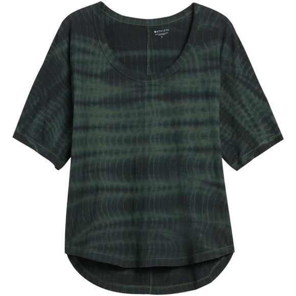 Athleta Organic Daily Tie Dye Commute Tee, Tuscan Olive XS - Picture 1 of 9